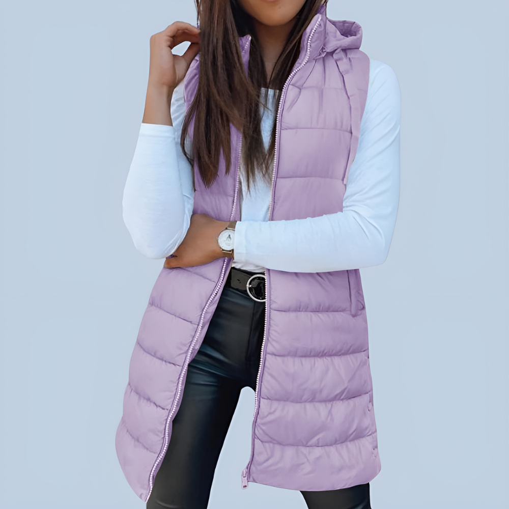 Women Long Hooded Puffer Vest
