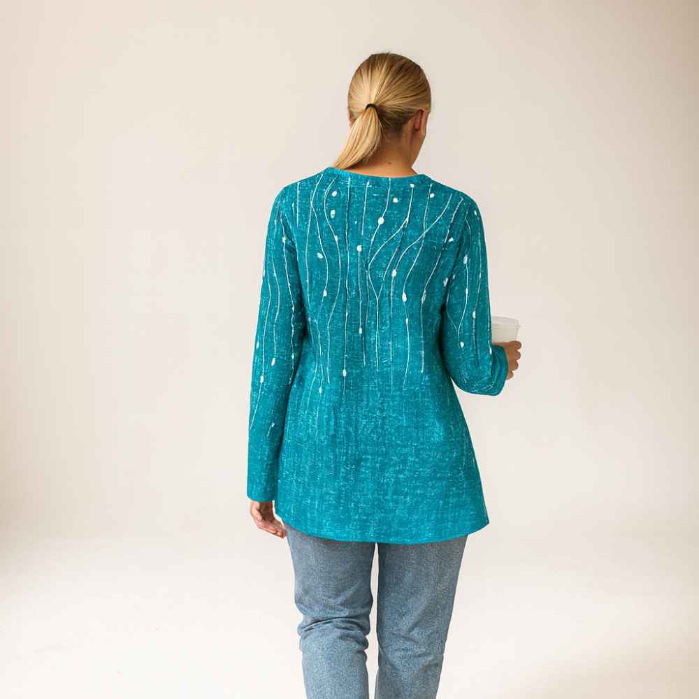 Women Long Sleeve Button Front Pullover Sweatshirt