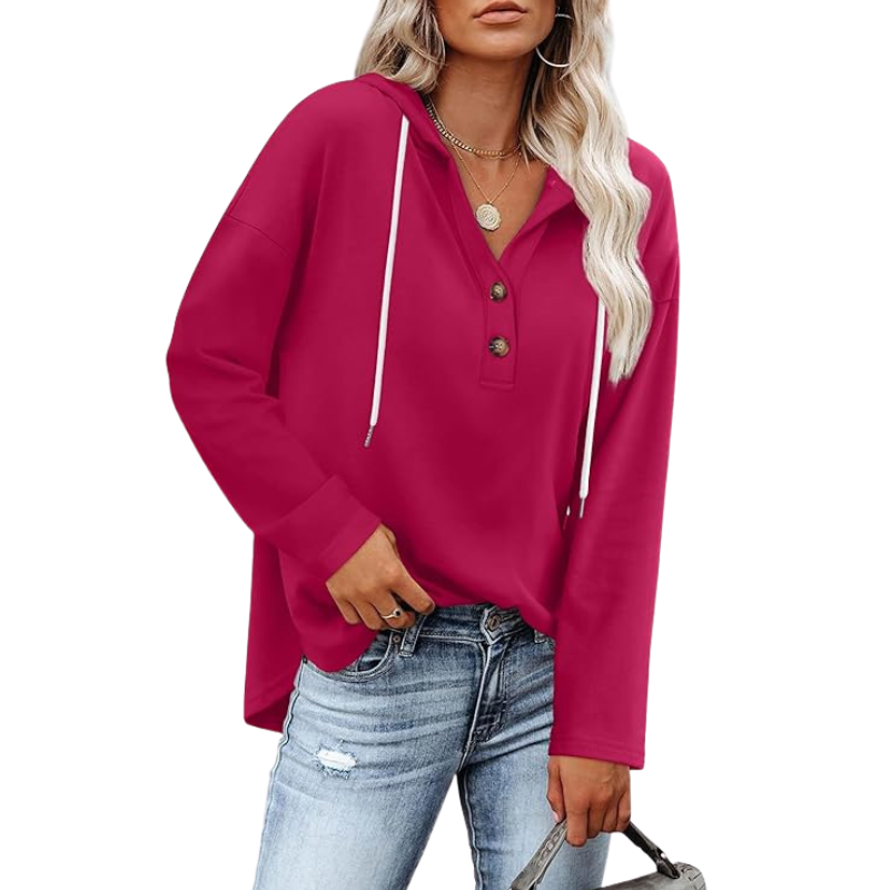 Womens Tops V Neck Button Sweatshirt For Women Pullover Long Sleeve