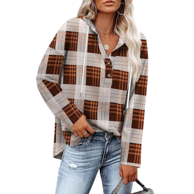 Womens Tops V Neck Button Sweatshirt For Women Pullover Long Sleeve