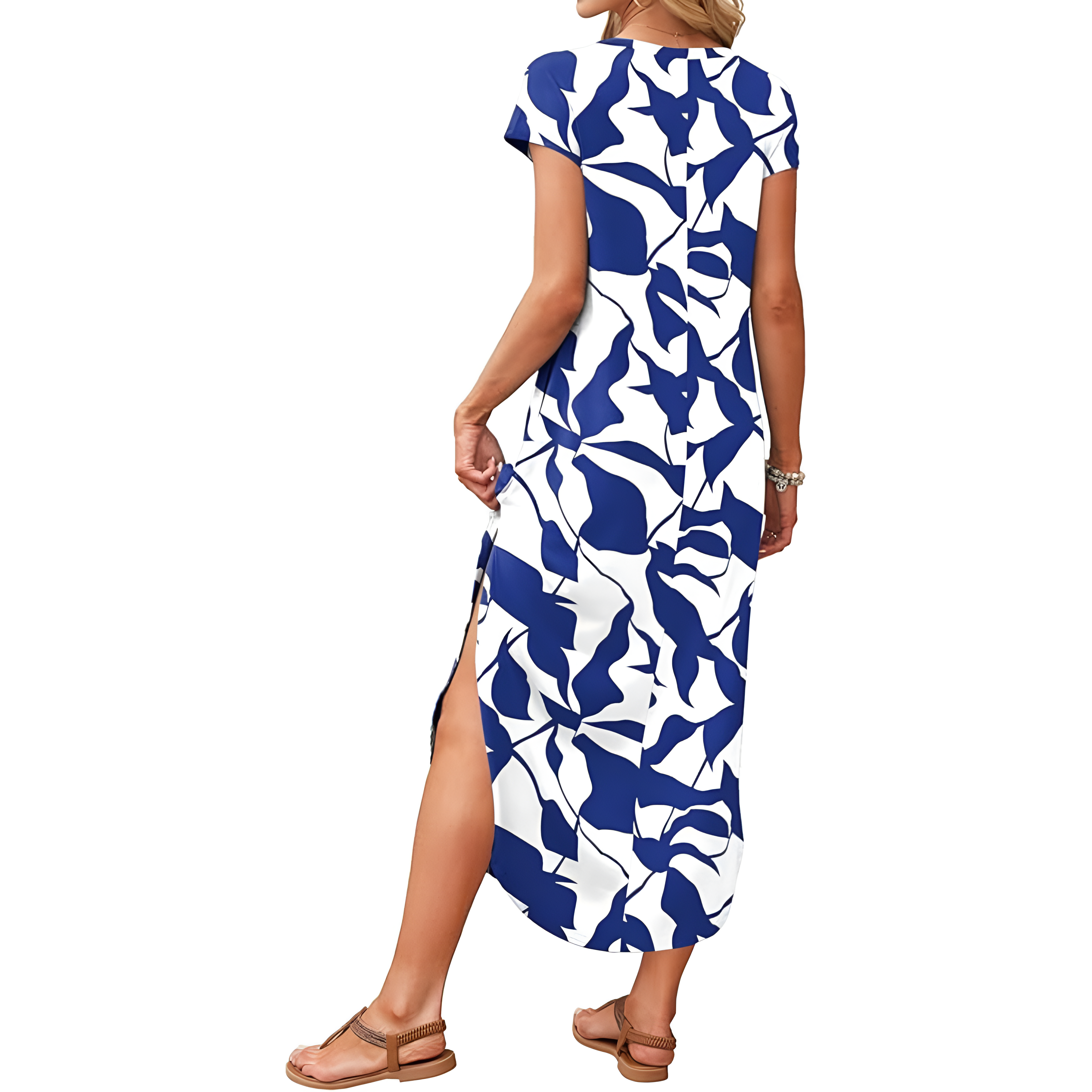 Summer And Casual V Neck Cap Sleeve Maxi For Women