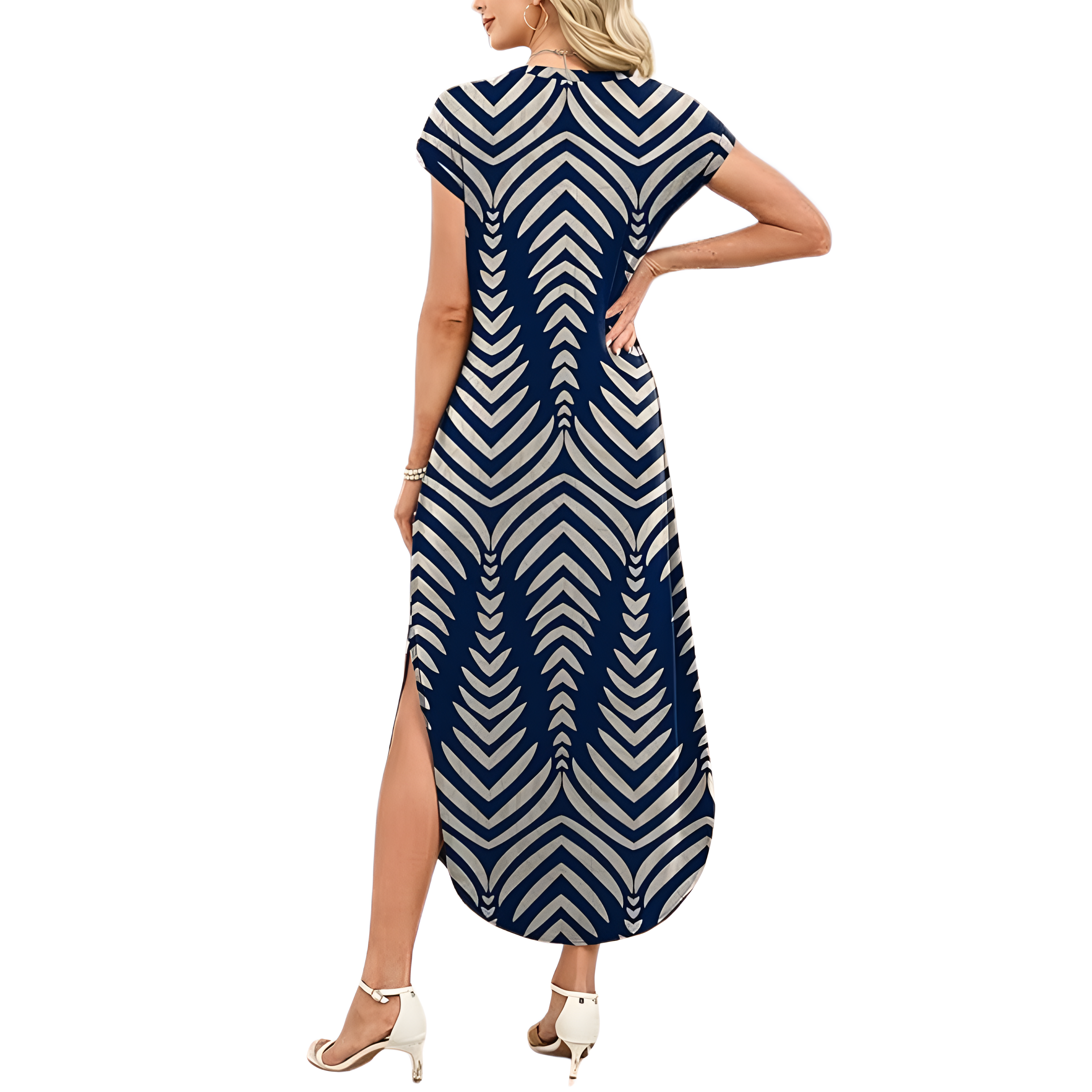 Summer And Cap Sleeve Crewneck Casual Beach Maxi For Women