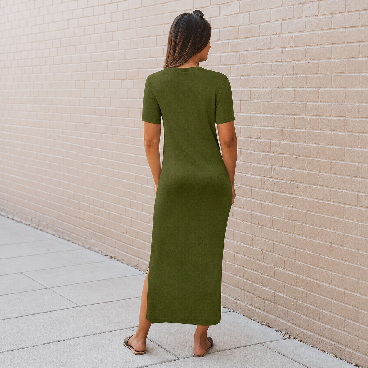 Soft Knit Lightweight Short Sleeve Casual Maxi Dress For Women 