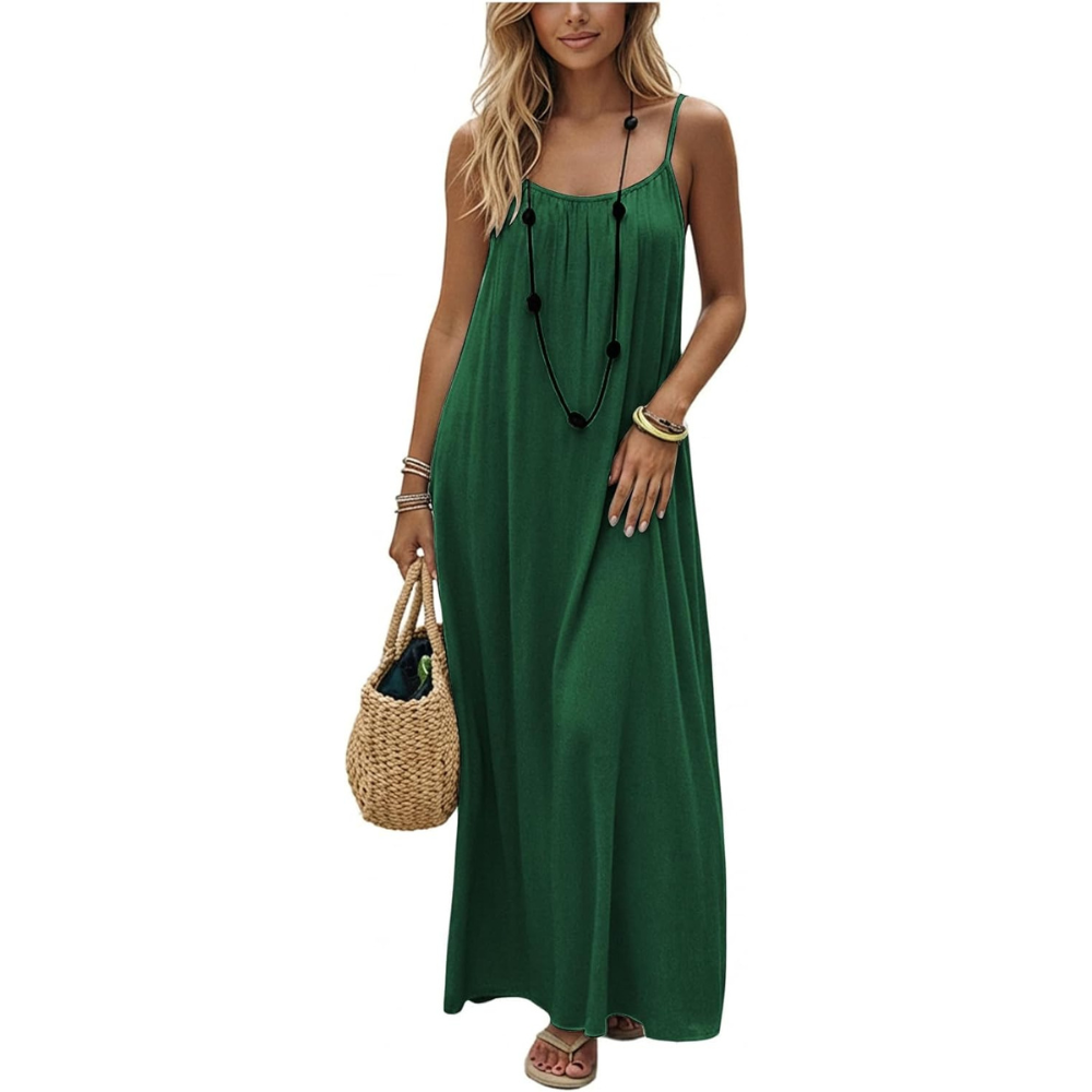 Loose Flowy Spaghetti Strap Beach Maxi Dress For Women