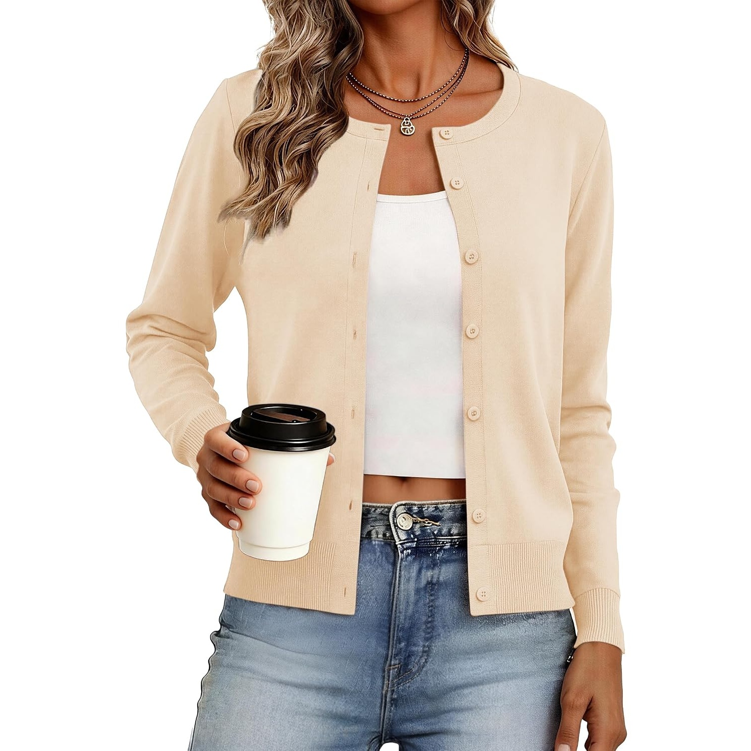 Long Sleeve Cropped Cardigan Sweater For Women