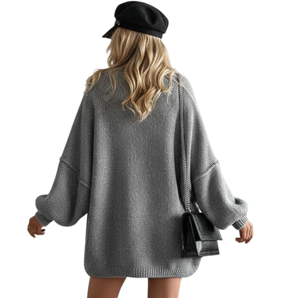 Oversized Open Front Lantern Sleeve Cardigan