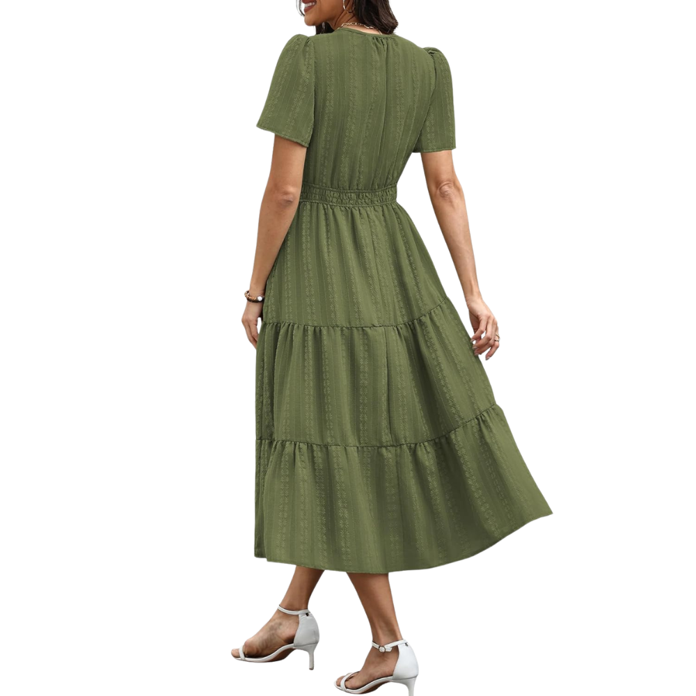 Casual And Short Sleeve V Neck Midi Maxi For Women