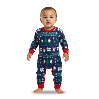 Santa Gnome And Snowflake Pattern Family Matching Christmas Pajama Set
