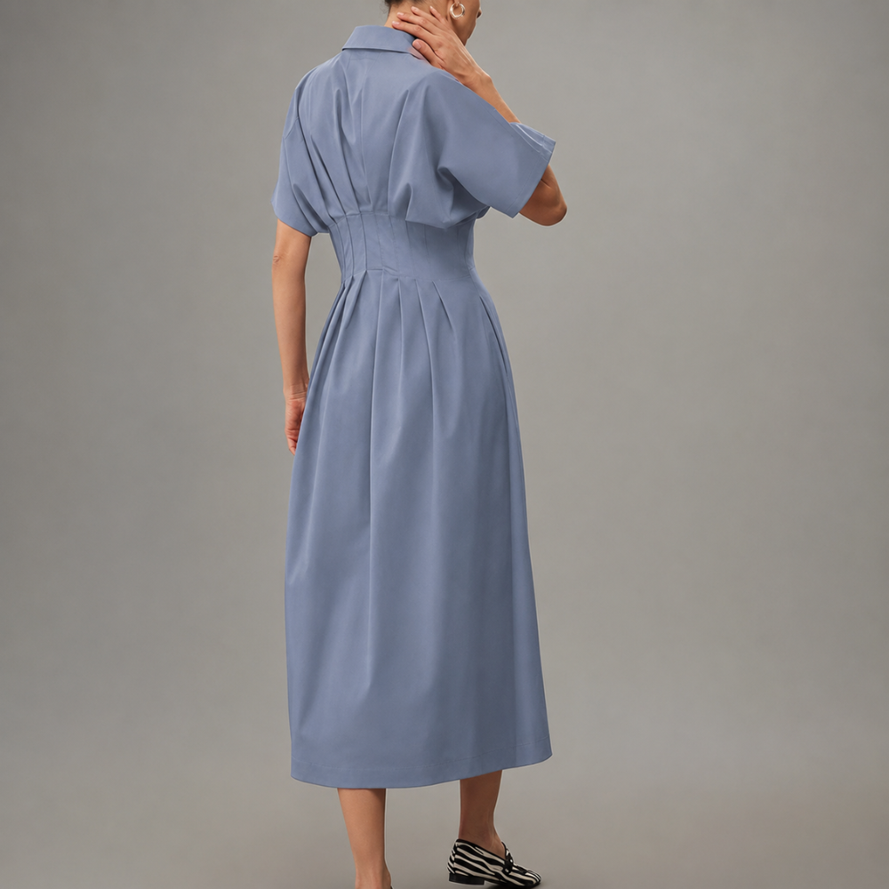 Button Front Maxi Shirt Dress With Pockets For Women
