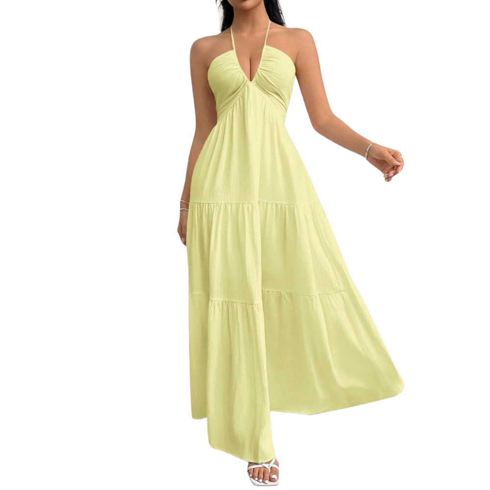 Summer And Beach Halter V Neck Casual Maxi For Women