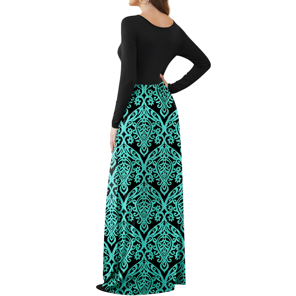 Casual Long Sleeve Maxi Pockets Dress For Women