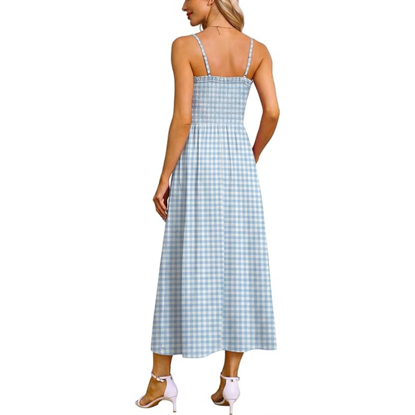 Summer Spring Casual Boho Beach Spaghetti Smocked Maxi For Women