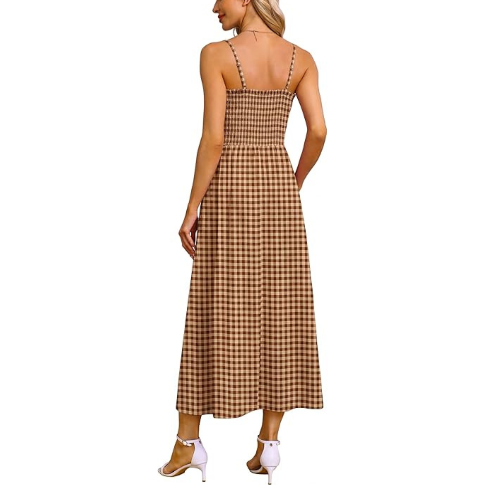 Summer Spring Casual Boho Beach Spaghetti Smocked Maxi For Women