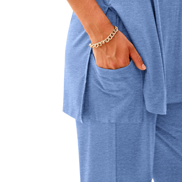 2 Piece Summer Lounge Set With Short Sleeve Top And Pants For Women