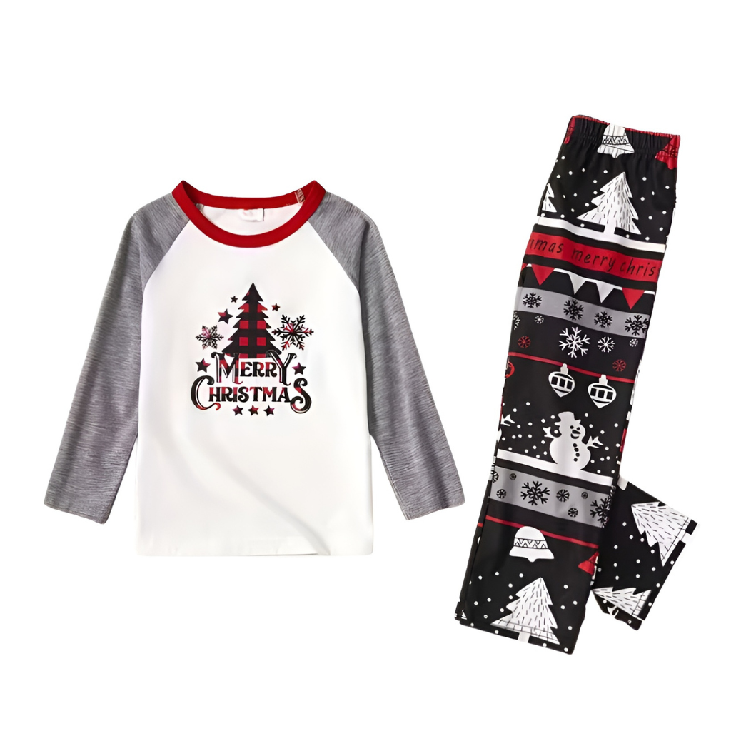 Christmas Family Tree and Snowflake Graphic and Letters Print Family Matching Pajama Sets