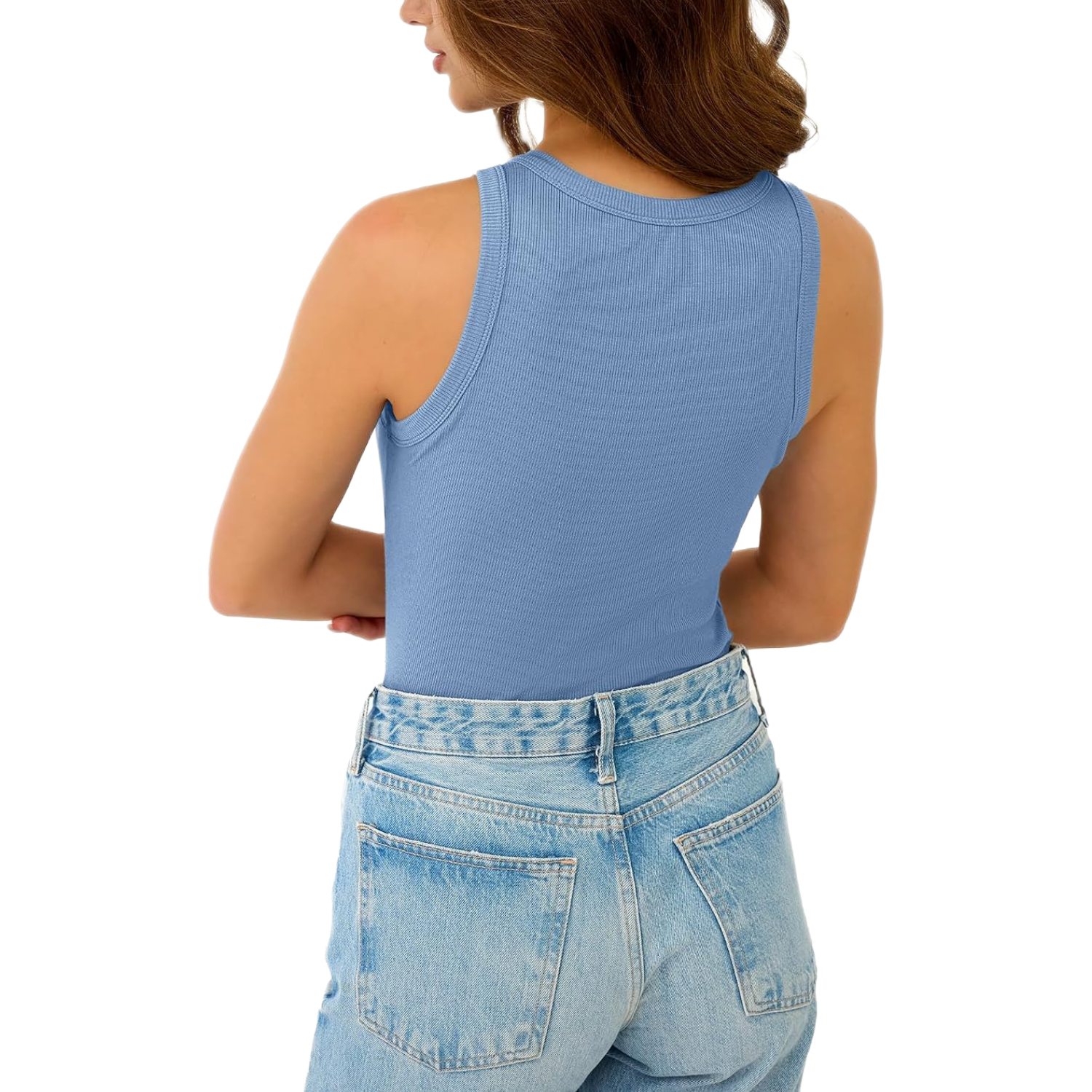 Casual Ribbed Sleeveless Slim Fit Racerback Tank Top For Women