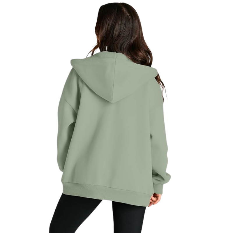 Womens Drawstring Zip Up Cute Hoodies Fall Jacket Oversized 