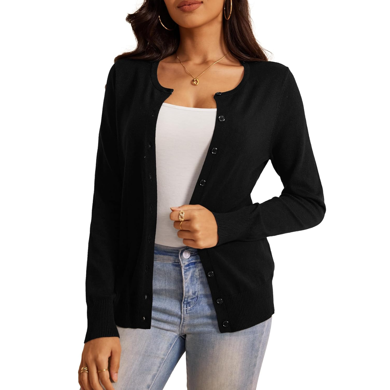 Soft Long Sleeve Soft Knit Cardigan Sweater For Women