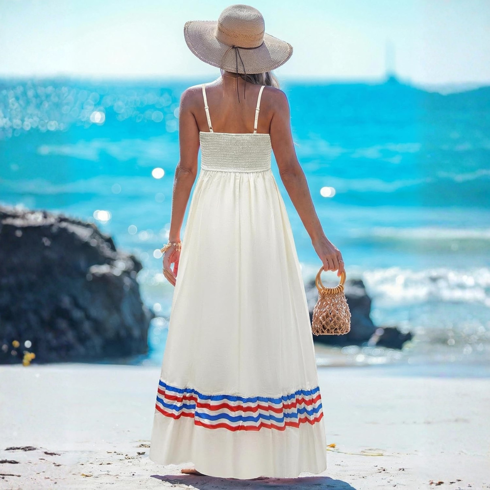 Summer Beach Boho Casual Spaghetti Strap Maxi Dress For Women