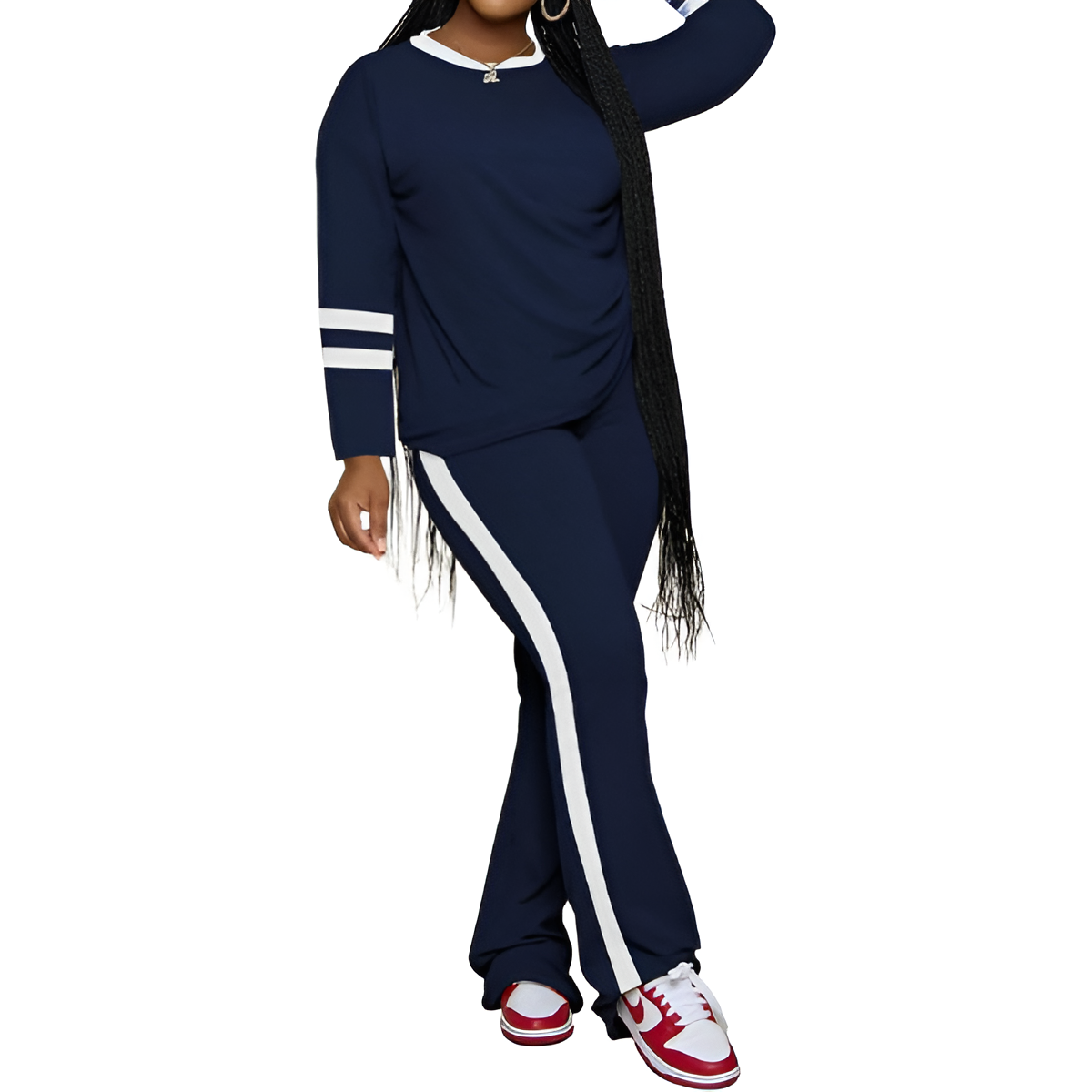 Two Piece Lounge Sets For Women With Long Sleeve Casual Top And Flare Pants