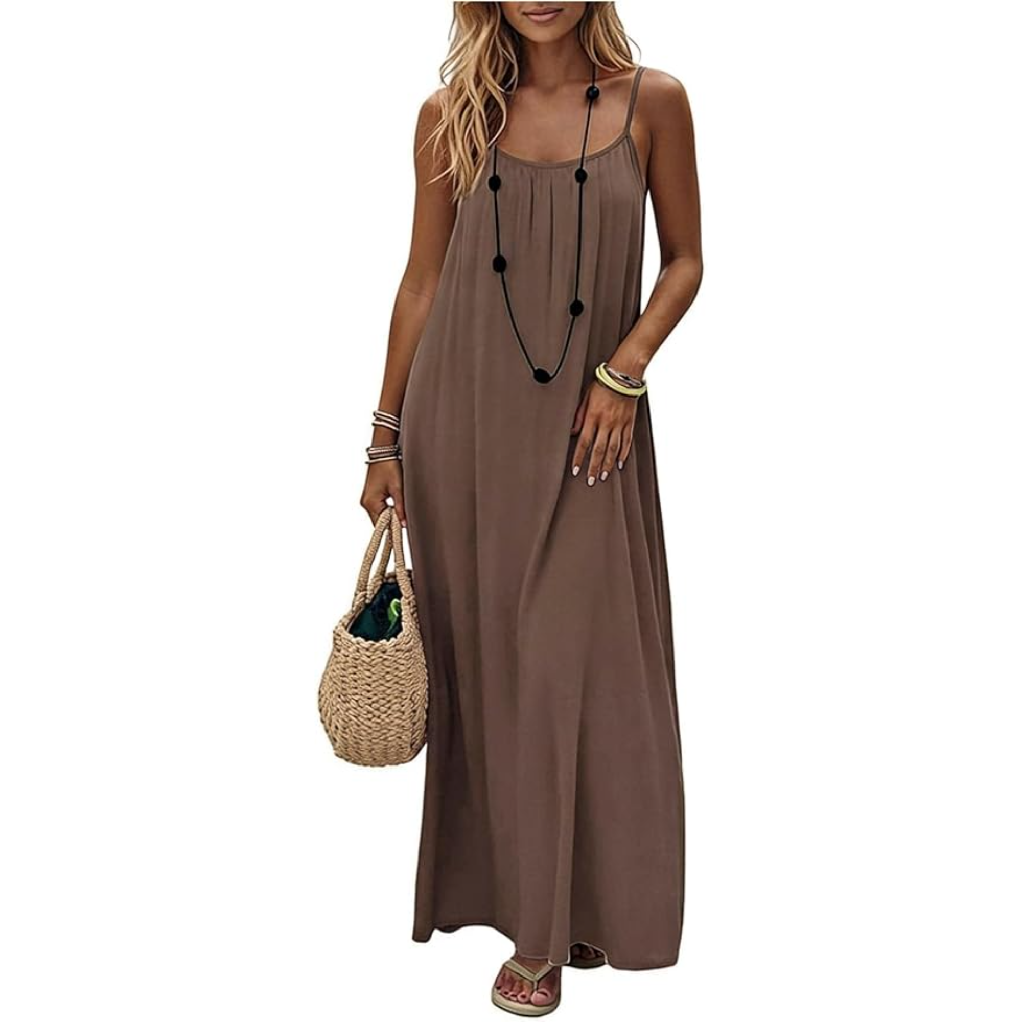Loose Flowy Spaghetti Strap Beach Maxi Dress For Women