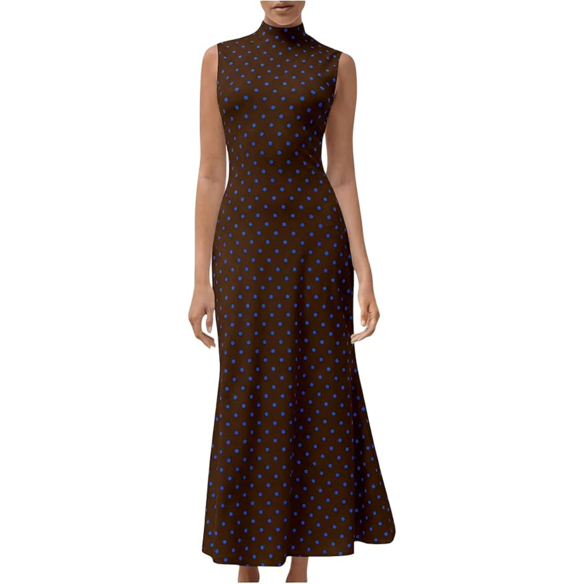 Vintage Themed Sleeveless Polka Dots Maxi Dresses For Women
