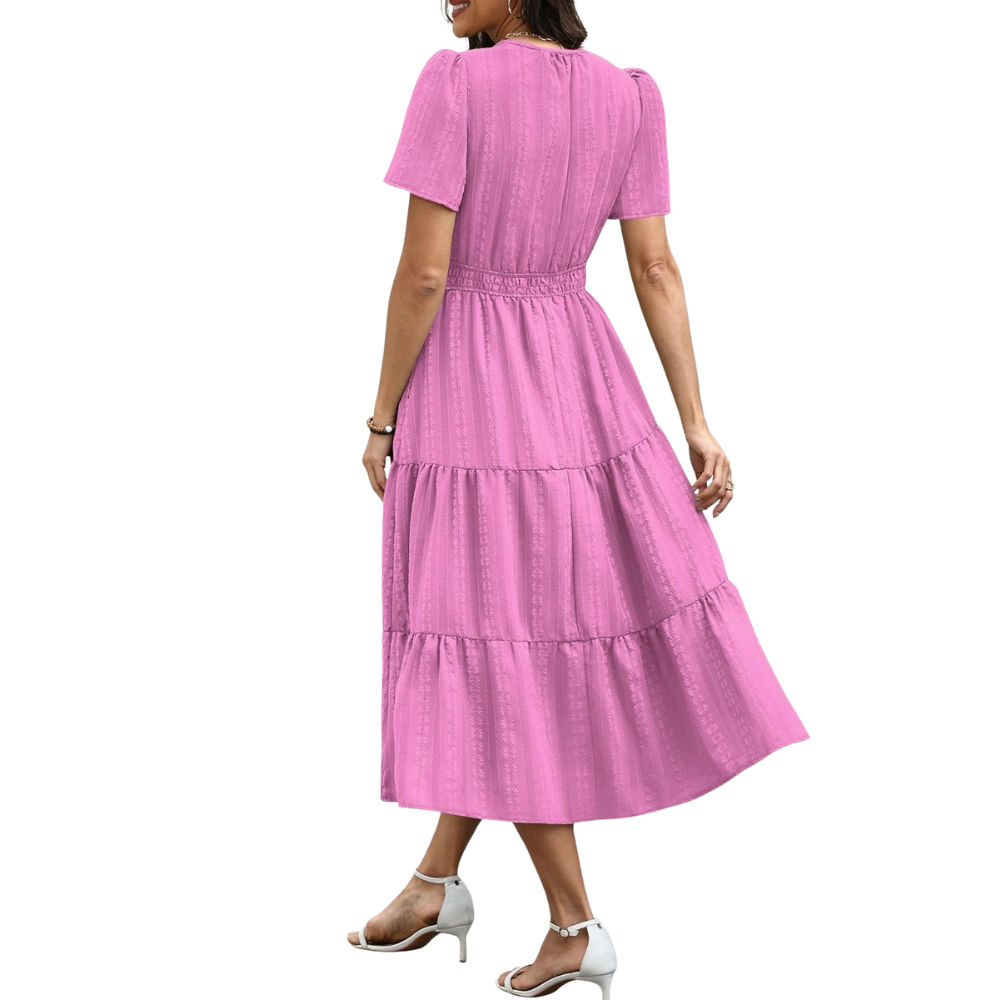 Casual And Short Sleeve V Neck Midi Maxi For Women