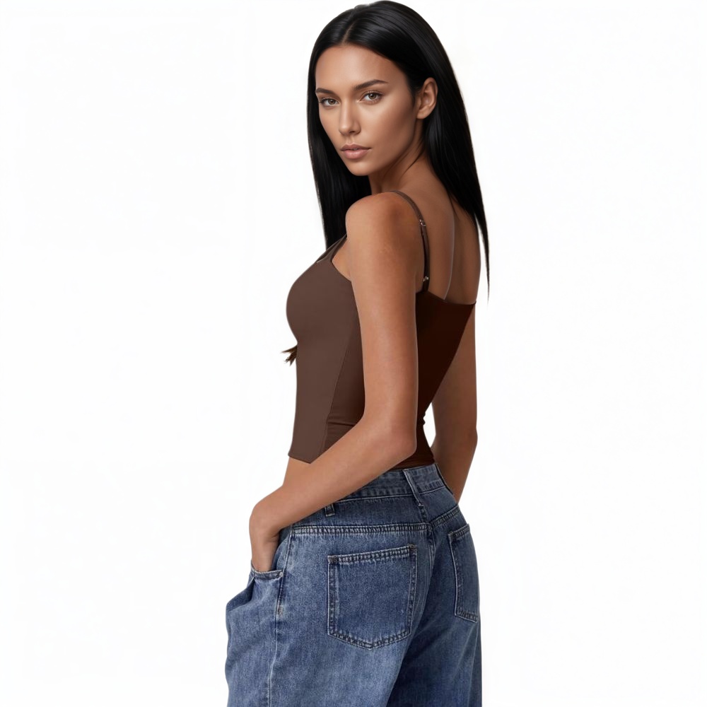 Double Lined Basic Tank Top Adjustable Spaghetti Straps Sleeveless