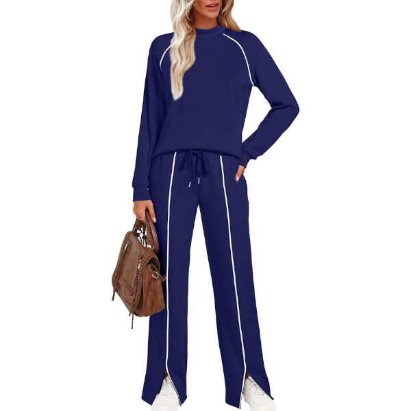  Lounge Sets for Women 2 Piece Fall Outfits 2025 Wide Leg Pant Matching Sets Womens Clothing