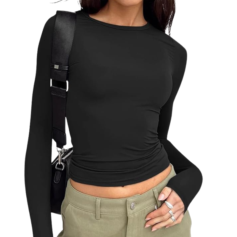 Womens Long Sleeve T Shirts Fall Fashion Basic Crop Tops 