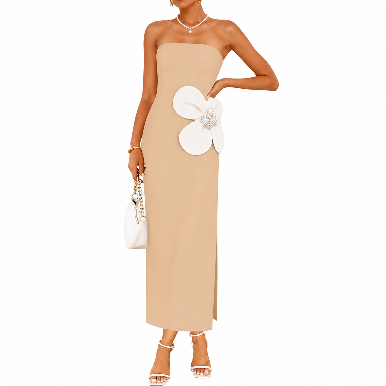 Summer And Strapless Ribbed Bodycon Floral Backless Cocktail For Women