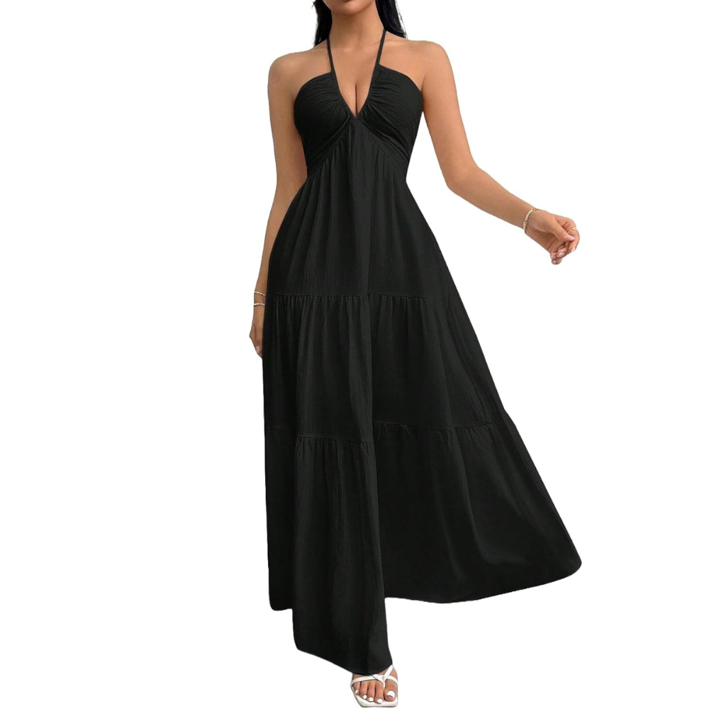 Summer And Beach Halter V Neck Casual Maxi For Women