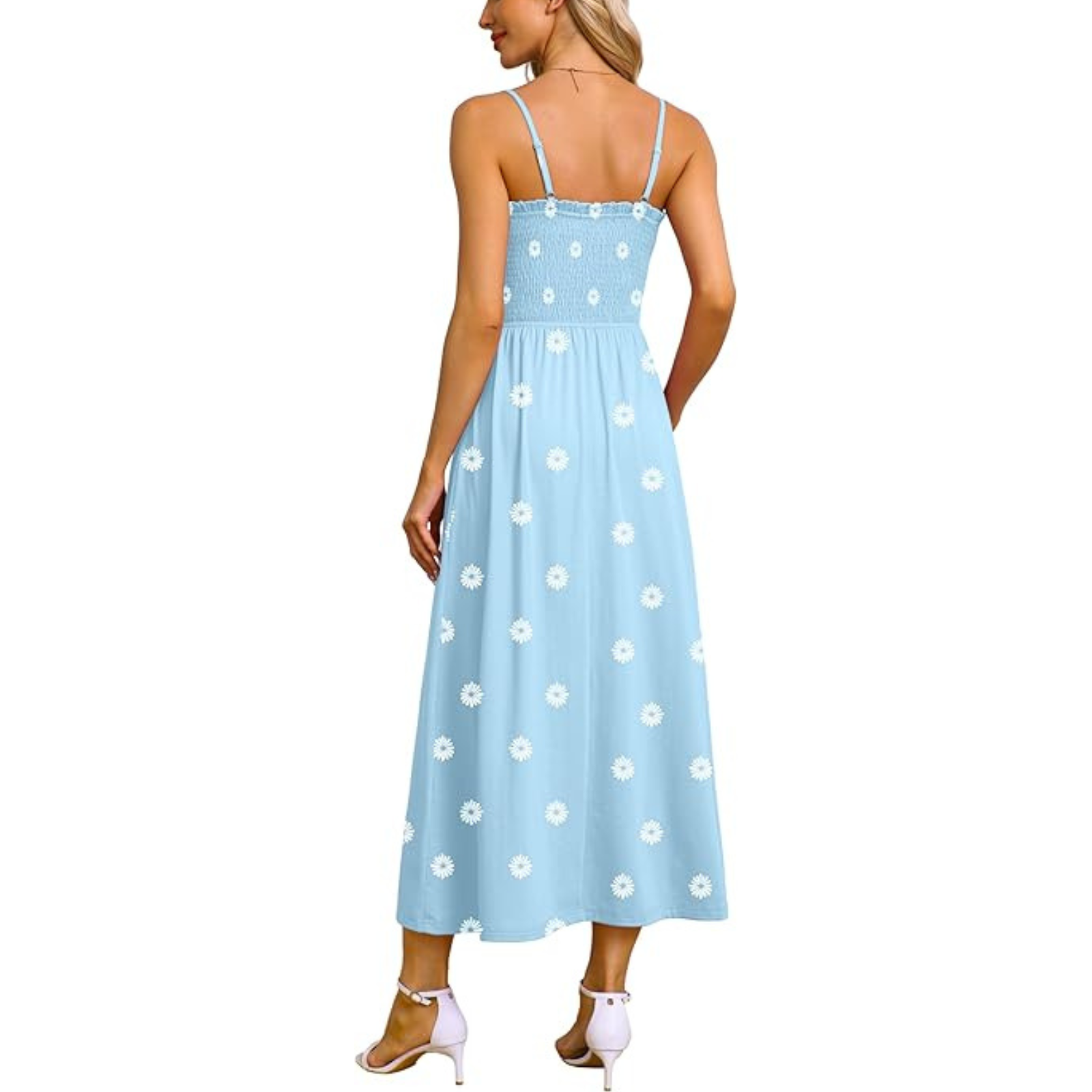 Summer Spring Casual Boho Beach Spaghetti Smocked Maxi For Women