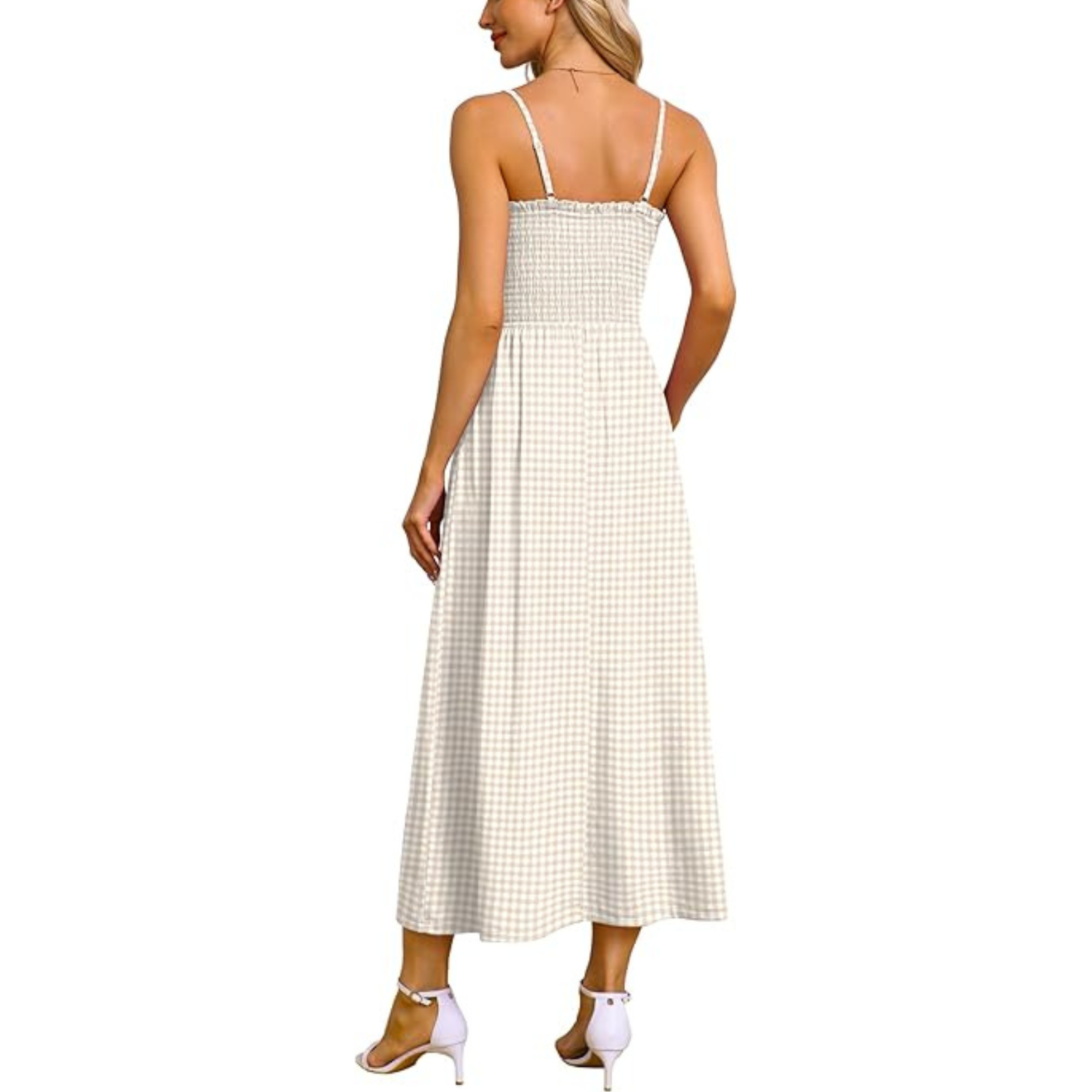 Summer Spring Casual Boho Beach Spaghetti Smocked Maxi For Women