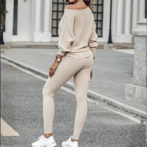 2 Piece Lounge Set With Long Sleeve Pullover And Drawstring Pants