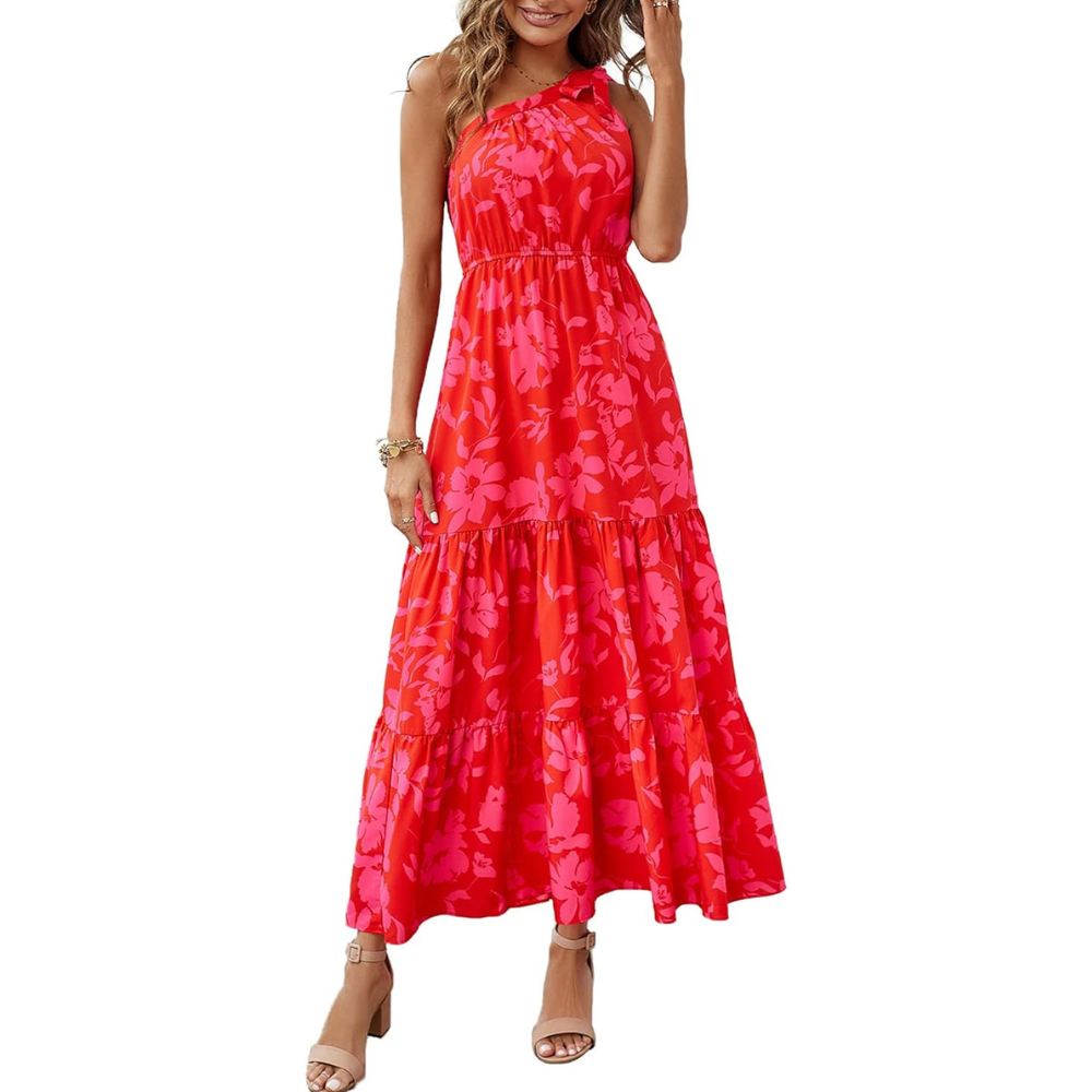 Summer Floral Ruffled Sleeveless Bohemian Maxi Dress For Women