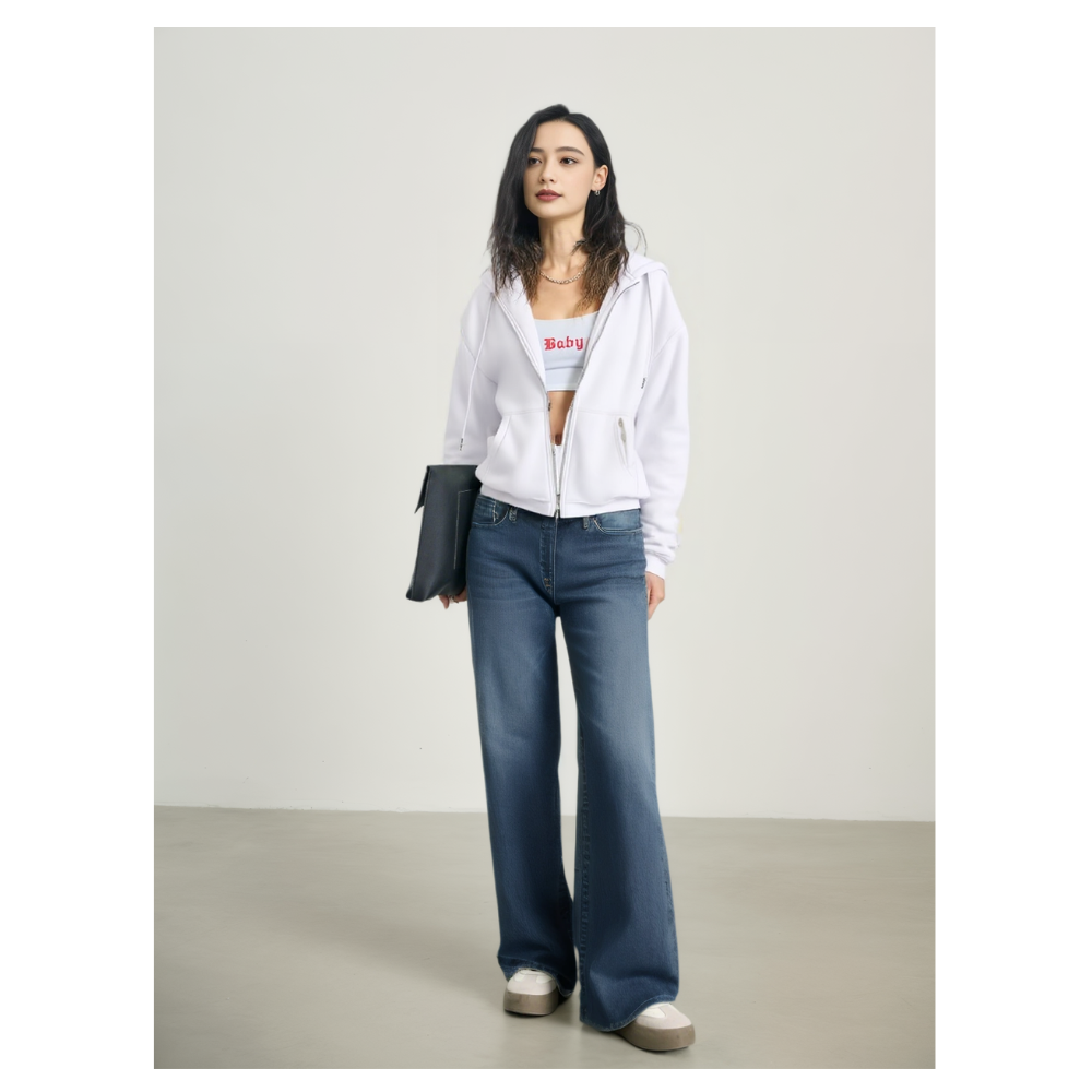 Oversized Womens Zip Up Hoodie Sweatshirt Jacket