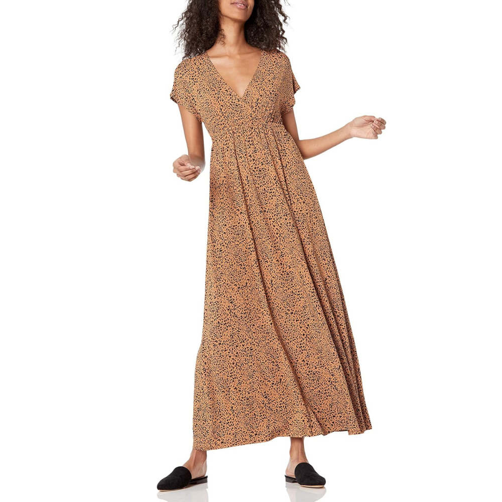 V Neck Short Sleeve Maxi Dress For Women