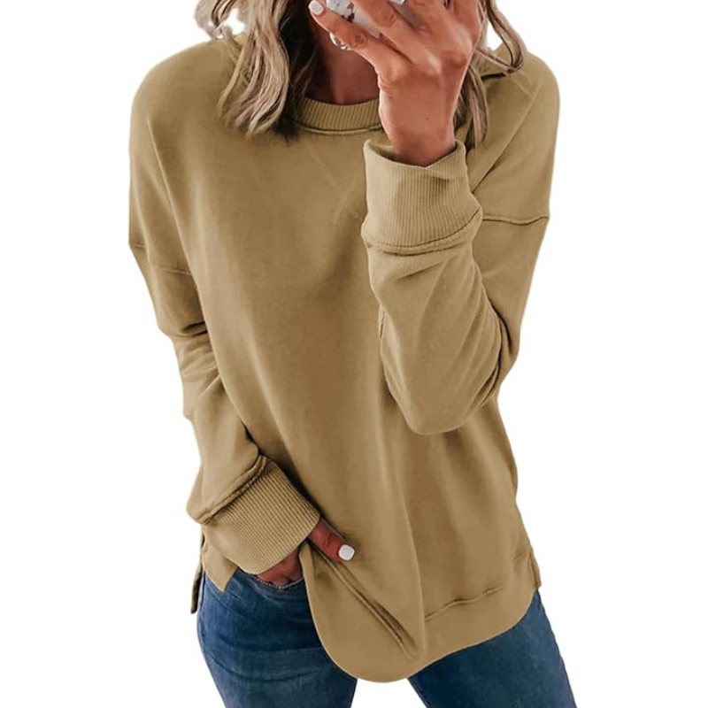 Womens Casual Crew Neck Sweatshirt Loose Soft Long Sleeve Pullover Tops