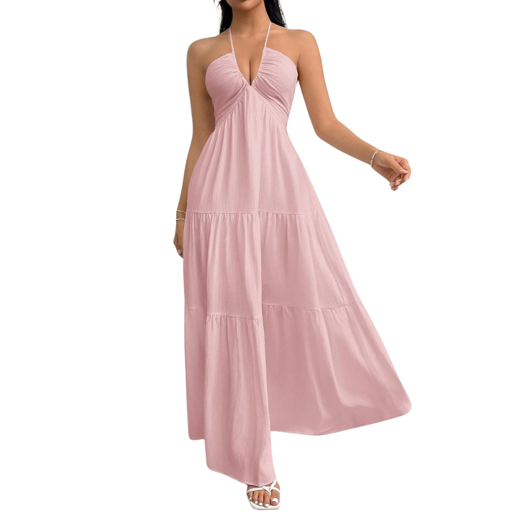 Summer And Beach Halter V Neck Casual Maxi For Women