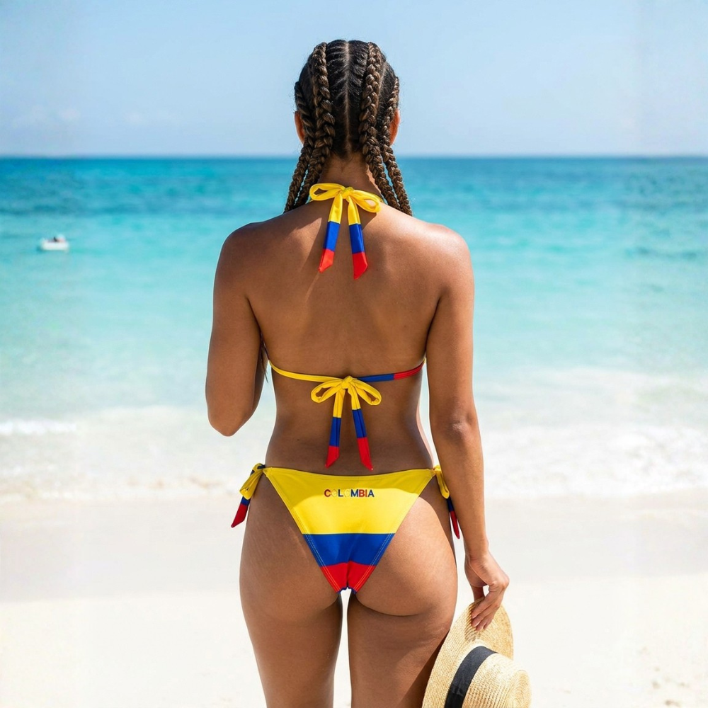World Cup 2026 Colombia Football Fan Two Piece Bikini Set For Women