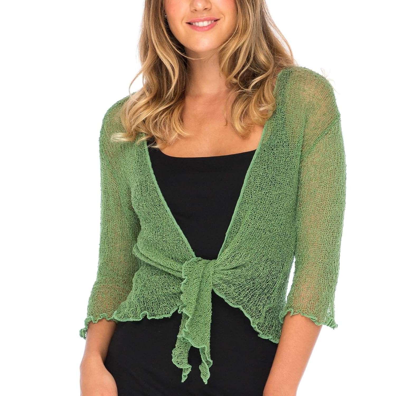 Lightweight Sheer Knit Tie-Front Cardigan for Women