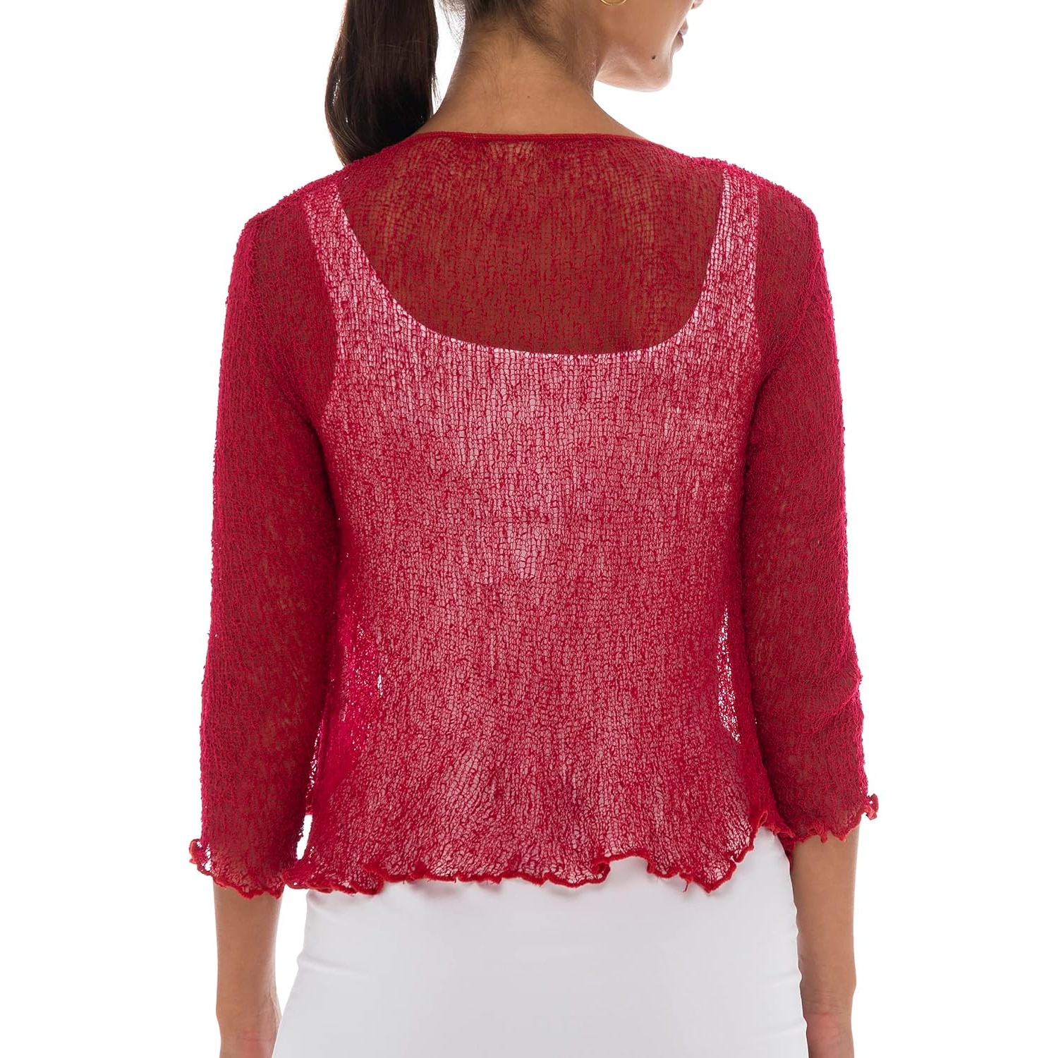 Lightweight Sheer Knit Tie-Front Cardigan for Women