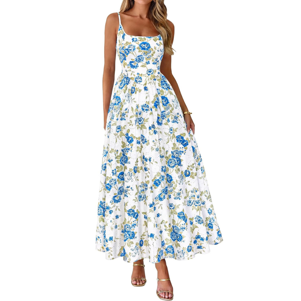 Spring And Summer Boho Eyelet Floral Beach Maxi For Women