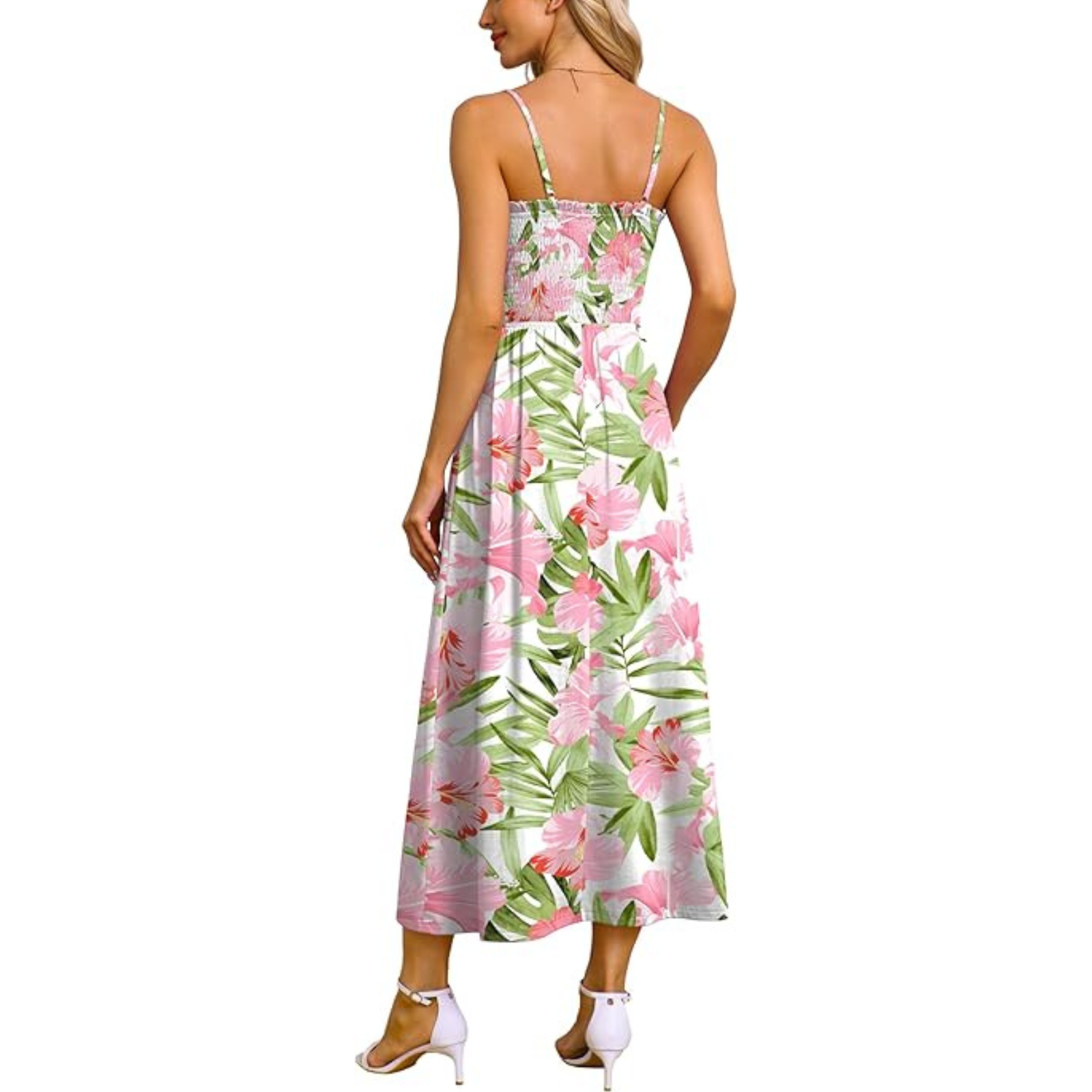 Summer Spring Casual Boho Beach Spaghetti Smocked Maxi For Women