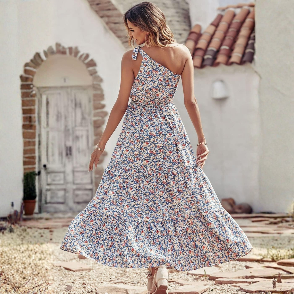 Summer Floral Ruffled Sleeveless Bohemian Maxi Dress For Women