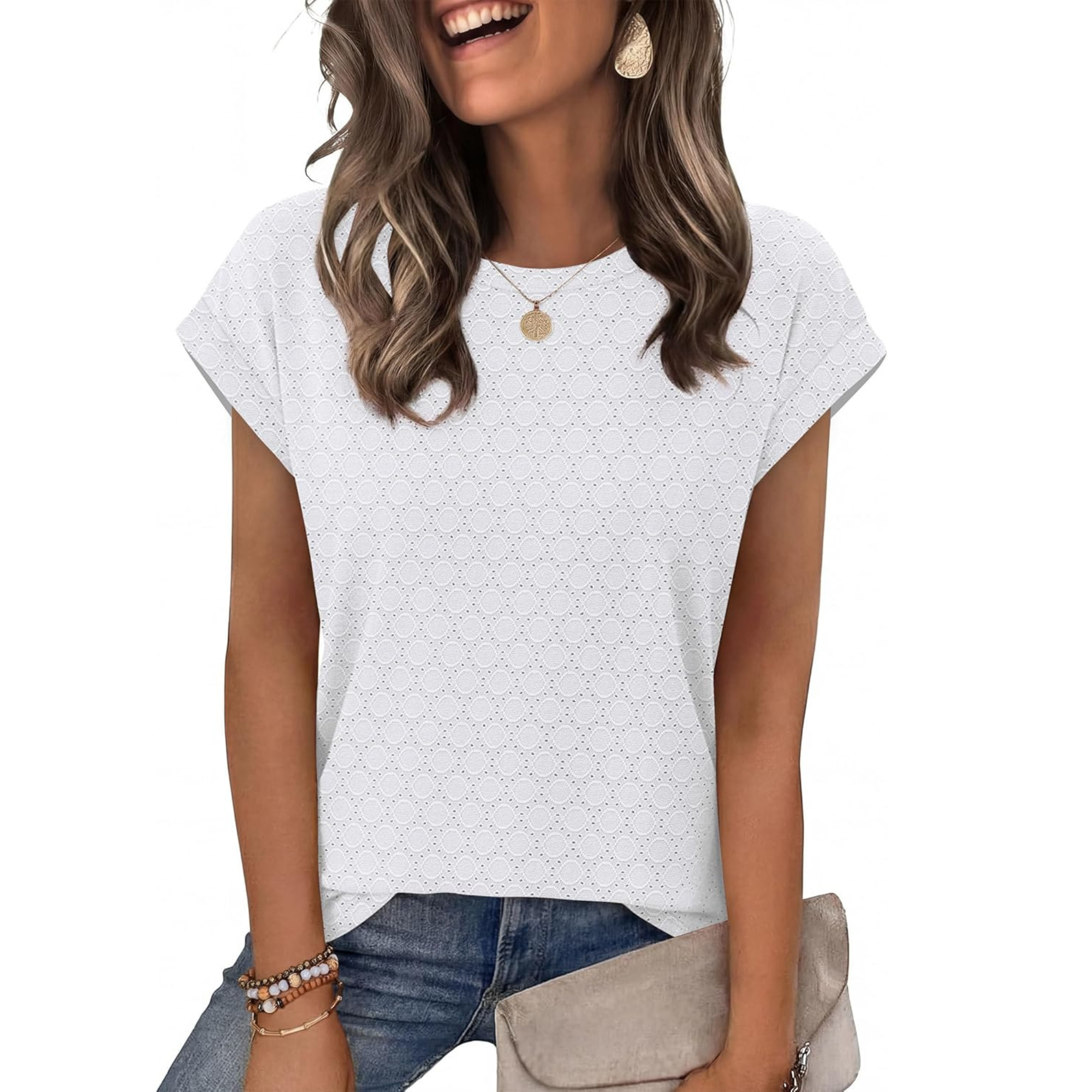 Womens Summer Tops Short Sleeve Shirts Crew Neck Tshirt Cute Trendy Tunic Blouses