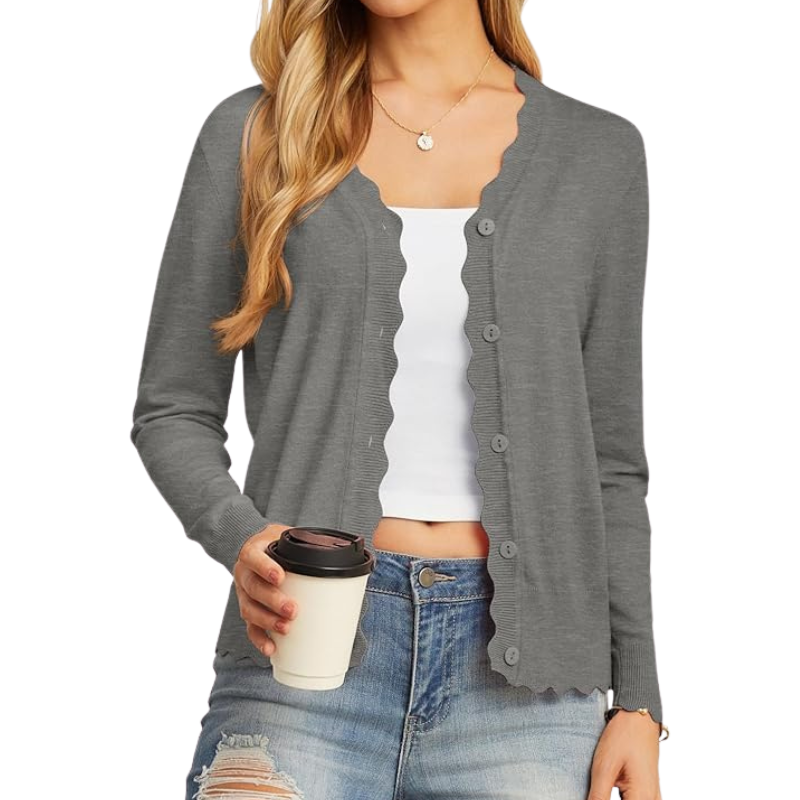  Womens Long Sleeve V Neck Button Down Cardigan Knit Shrugs Sweater