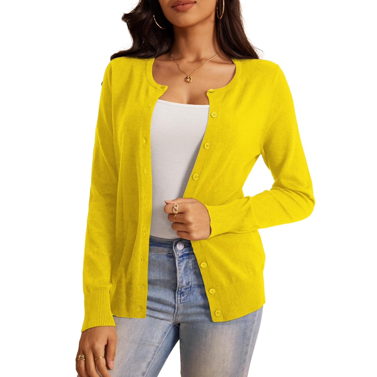 Soft Long Sleeve Soft Knit Cardigan Sweater For Women