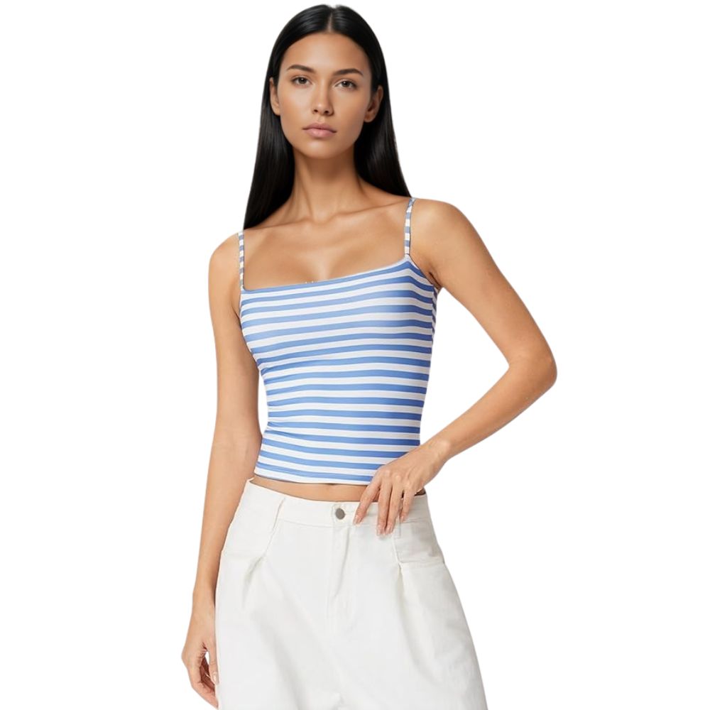 Double Lined Basic Tank Top Adjustable Spaghetti Straps Sleeveless